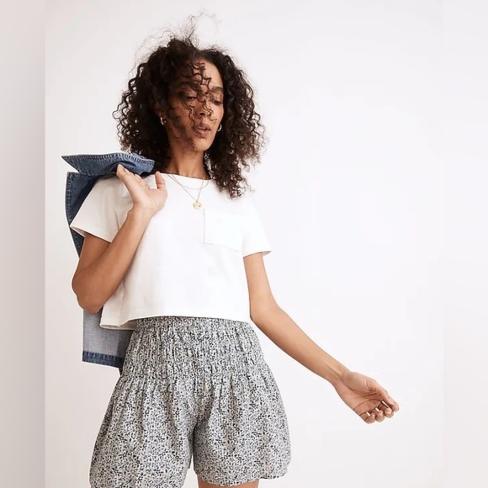 Madewell High Waist Shorts - Floral Blue